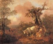 Thomas Gainsborough Landscape with a Woodcutter cowrting a Milkmaid oil painting artist
